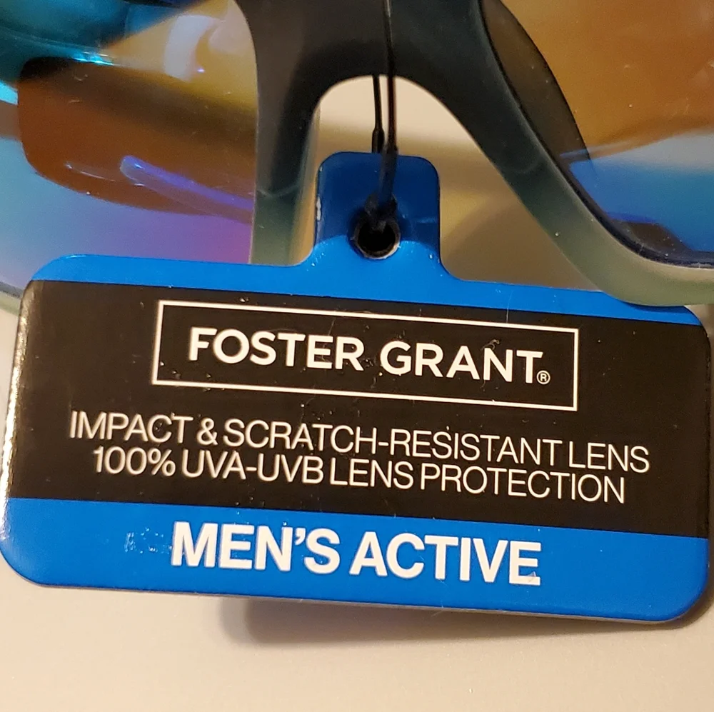 Foster Grant men's active plastic frame reflective lens sunglasses blue